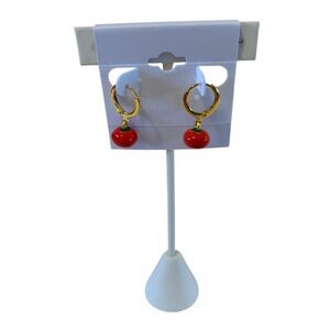 Adorable 18 K Gold Plated Tomato Charm Drop Dangle Earrings.